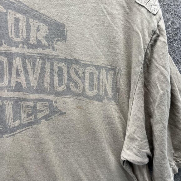 Harley Davidson Shirt Mens XL Tan Genuine Pocket Graphic Faded Tee Motorcycle - Picture 6 of 9